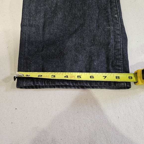 True Religion Straight Leg Jeans Size 32" Inseam 32" Black w/Black Stitch - Picture 11 of 16